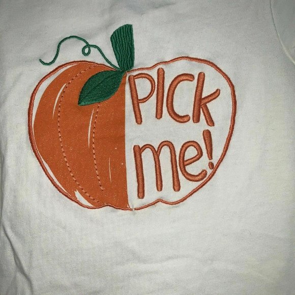 Gymboree Girls Pumpkin Long Sleeve Shirt Size 4T Pick Me Fall Tee T-shirt - Picture 3 of 4